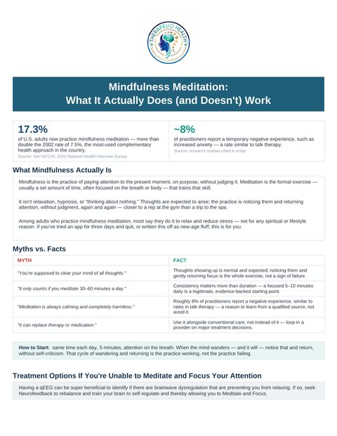 First page of the Mindfulness and Meditation handout